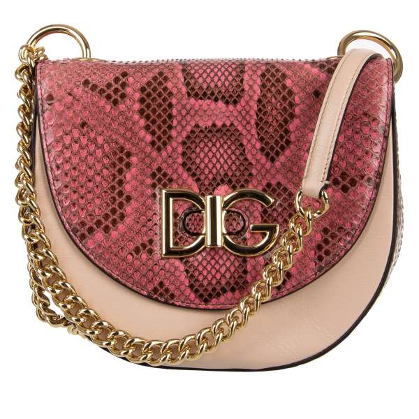 Crossbody / Shoulder Bag WiFi Bag made of snake and goat leather with DG Logo, outer pocket and chain strap by DOLCE & GABBANA