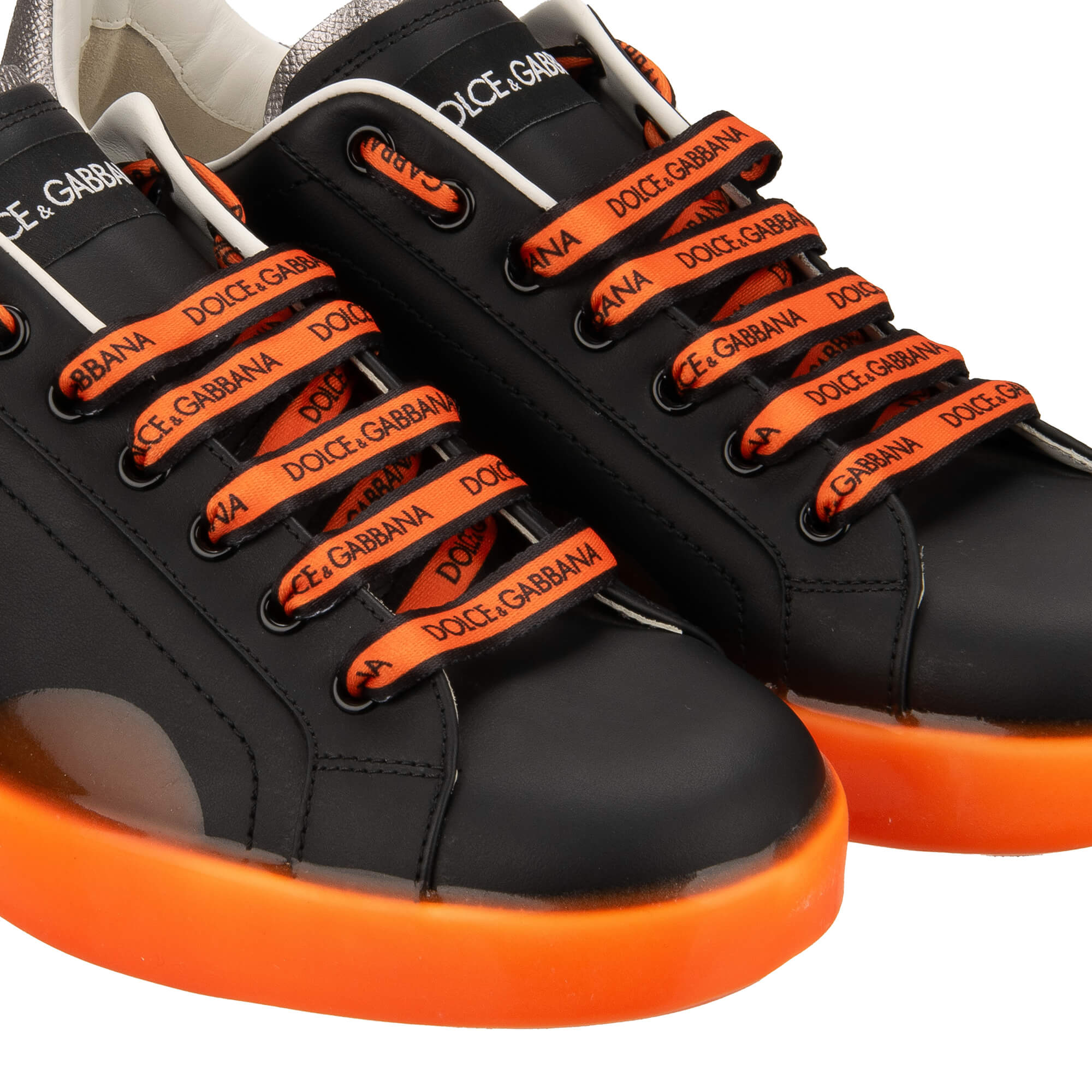 Dolce Gabbana DG Logo Sneaker PORTOFINO Schwarz Neon Orange Silber FASHION ROOMS