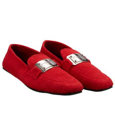 DG Metal Logo Towel Moccasins Shoes PANAREA Red 44 US 11