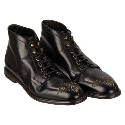 Leder Stiefel Stiefeletten Boots Schuhe MICHELANGELO Schwarz 44 UK 10 US 11