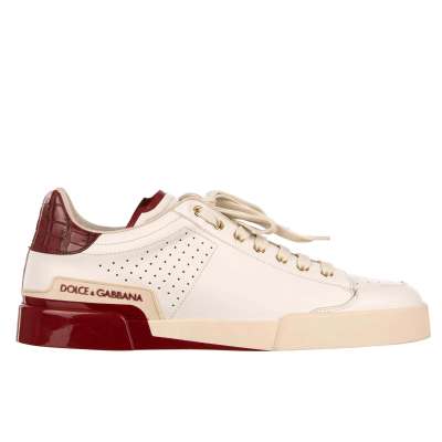 Low-Top Croco Sneaker PORTOFINO White Red 44 UK 10