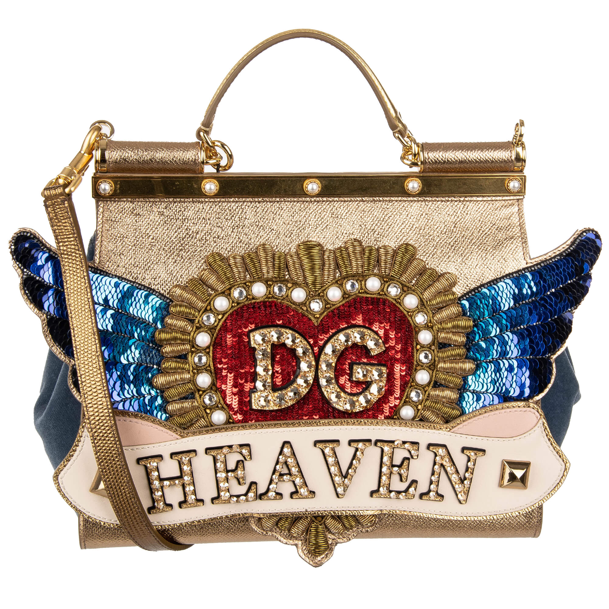 Dolce & Gabbana Bejeweled Bag with Crystal Embellishment - Metallic
