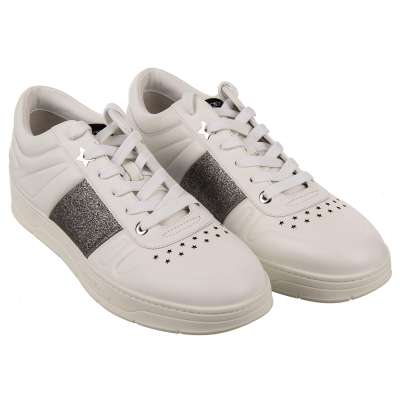 Low-Top Sneaker HAWAII mit Logo Stern Glitter Silber Weiß