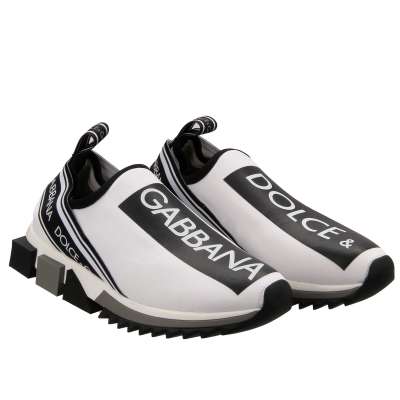 DG Logo Stripes Slip-On Sneaker Shoes SORRENTO White Black