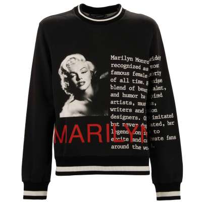 Marilyn Monroe Cotton Sweater Sweatshirt Black White
