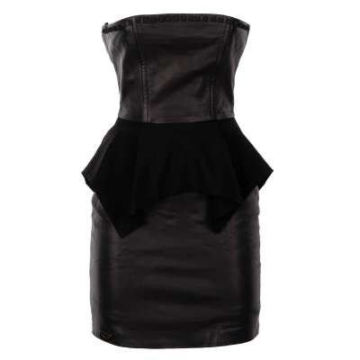 Short Leather Studs Dress with Basque Black S