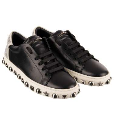 PLAYBOY Kristall Hase Skull Logo Low-Top Sneaker Schwarz Weiß 36  