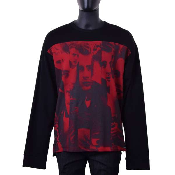 Pullover aus Baumwolle mit James Dean Print in Schwarz und Rot von DOLCE & GABBANA Black Label