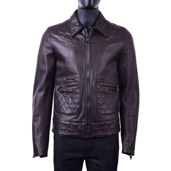 Biker-Jacke aus gestepptem Nappa Lammleder von DOLCE & GABBANA Black Label