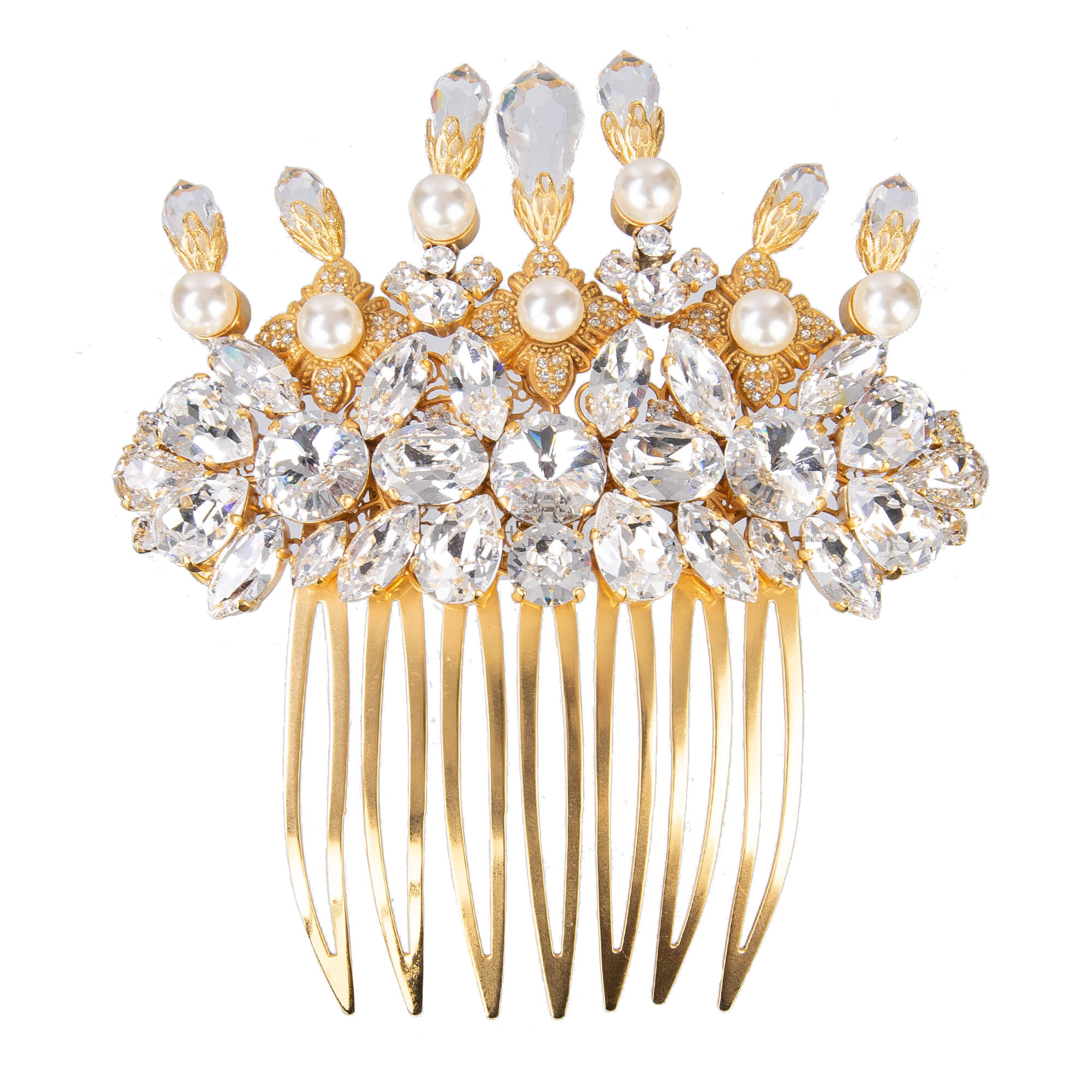 Dolce & Gabbana Crystals Hair Comb Clip Gold | FASHION ROOMS
