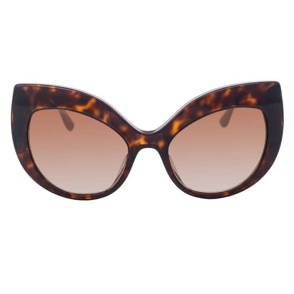 Cat Eye Sonnenbrille DG 4321 mit Leoparden Muster und DG Logo in gold und braun von DOLCE & GABBANA