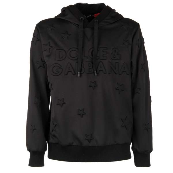 Hoodie Pullover mit Sternen und großem Logo Textur von DOLCE & GABBANA