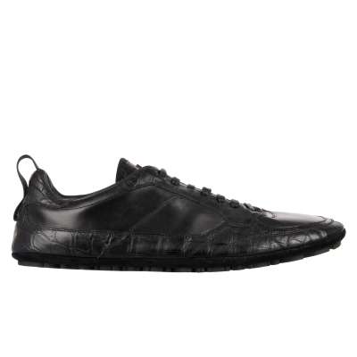 Low-Top Croco Sneaker KING DRIVER with Crown Black 44 UK 10