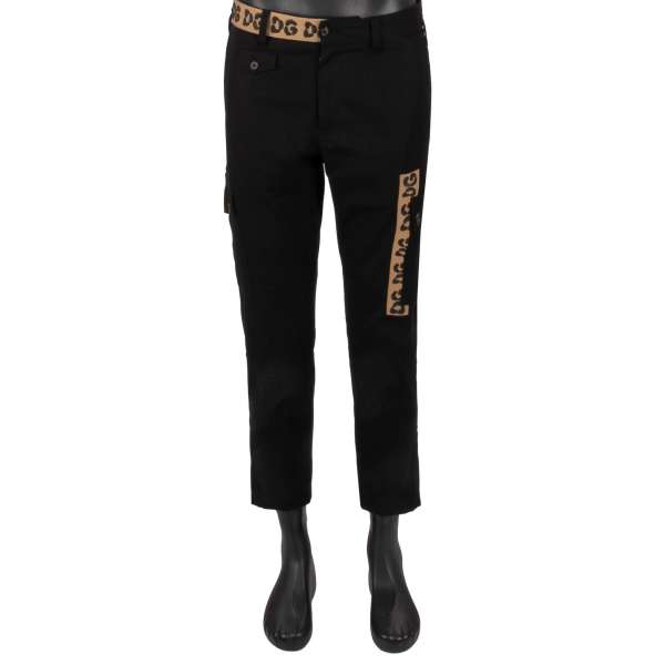 Multiple Jeans Pants with DG Leopard Logo elements in black by DOLCE & GABBANA