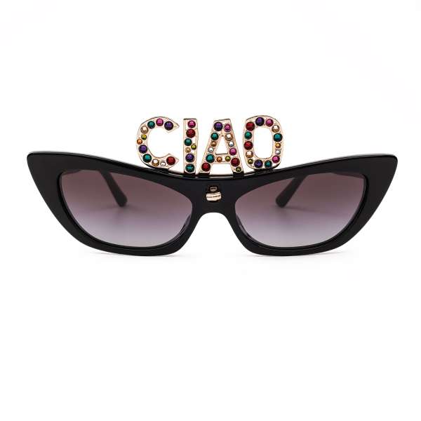 Special Edition Cat Eye Sunglasses DG4334B with crystals embellished clip-on "DG" or "CIAO" by DOLCE & GABBANA