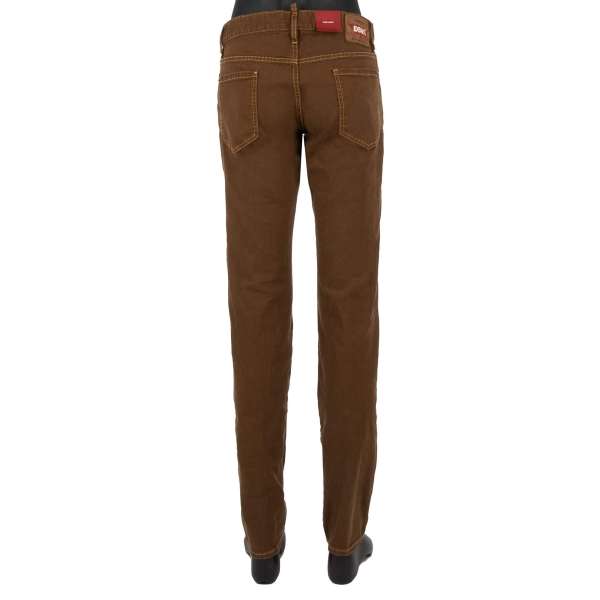 Slim Fit 5-Pockets Jeans mit Logo in braun von DSQUARED2