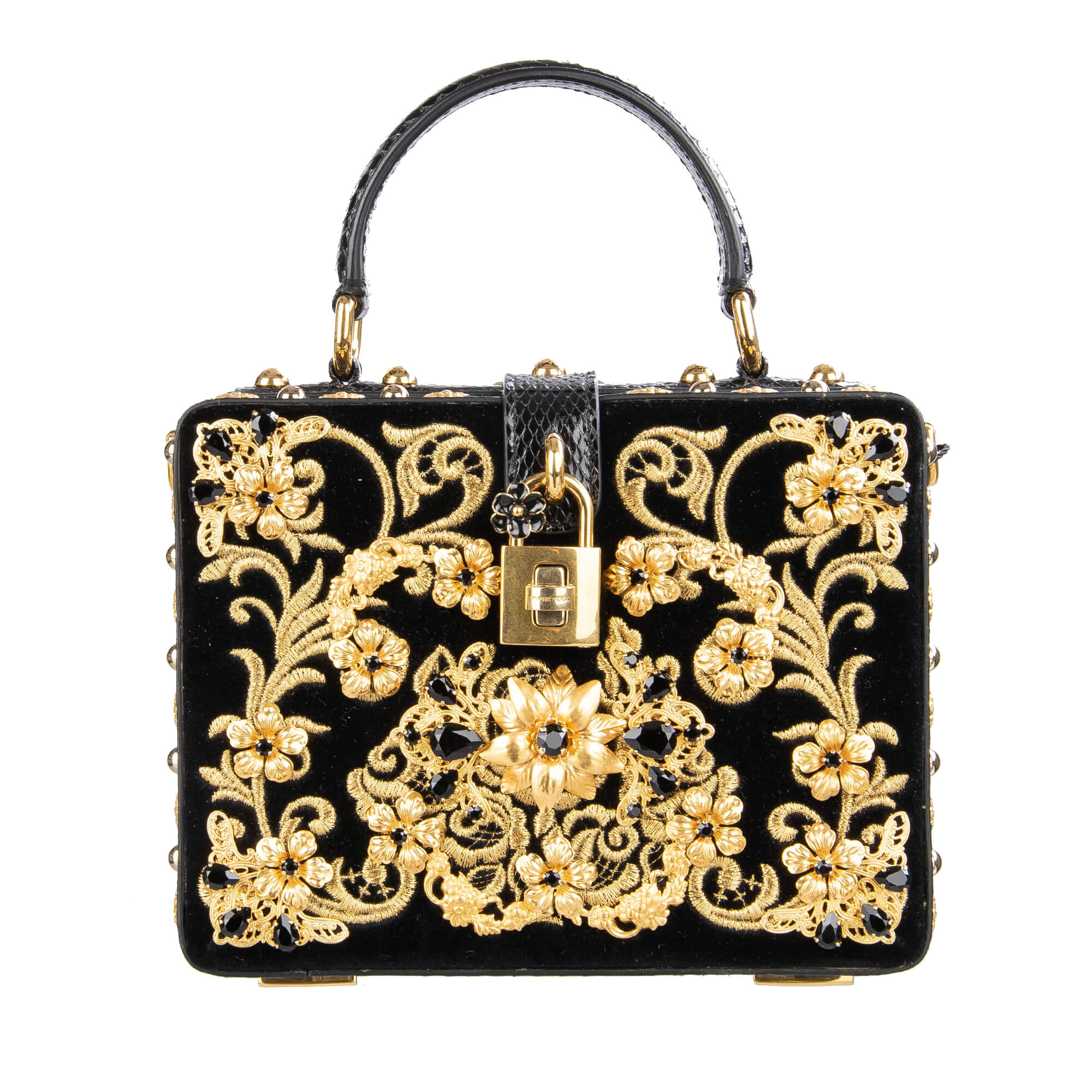 Dolce & Gabbana Baroque embroidered Crystals Bag DOLCE BOX Black Gold |  FASHION ROOMS