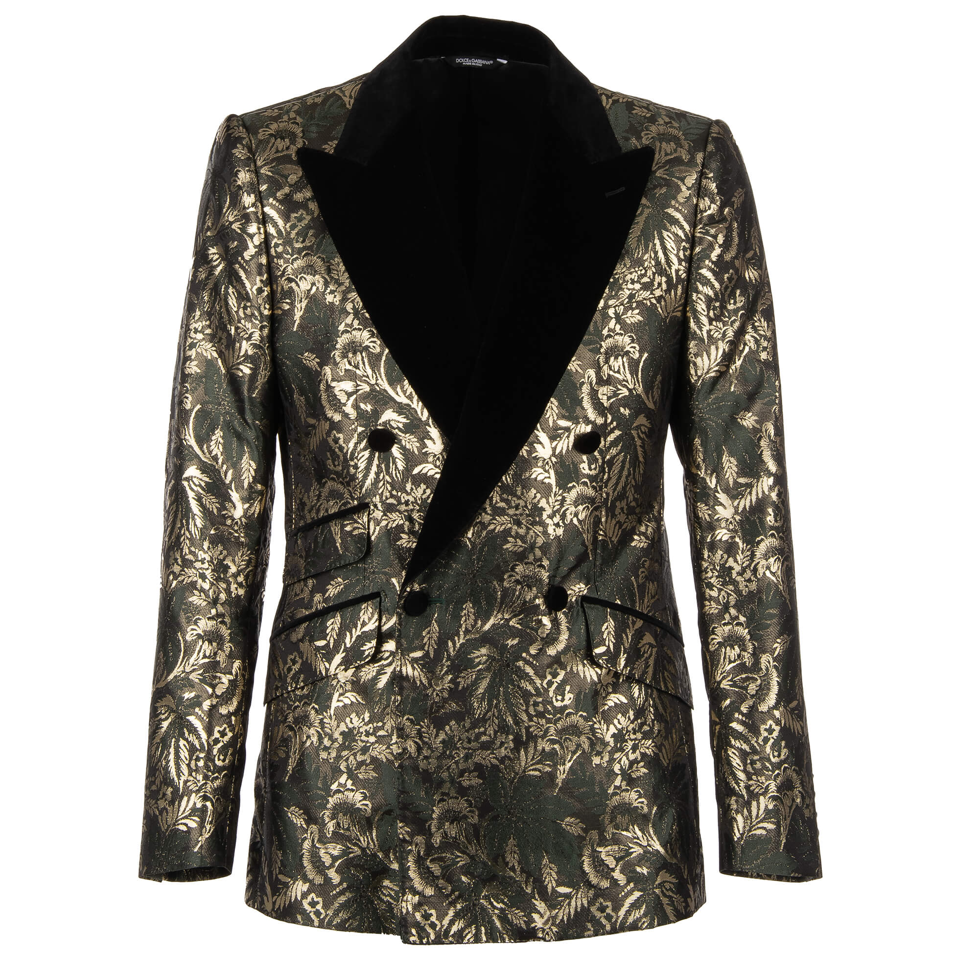 Dolce & Gabbana Floral Jacquard Blazer Tuxedo Jacket SICILIA Green Gold 48  38 M | FASHION ROOMS