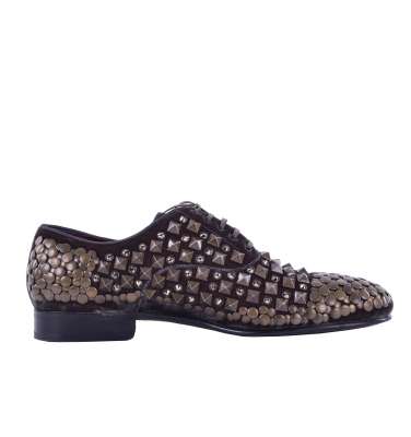 RUNWAY Studded Velour Derby Shoes