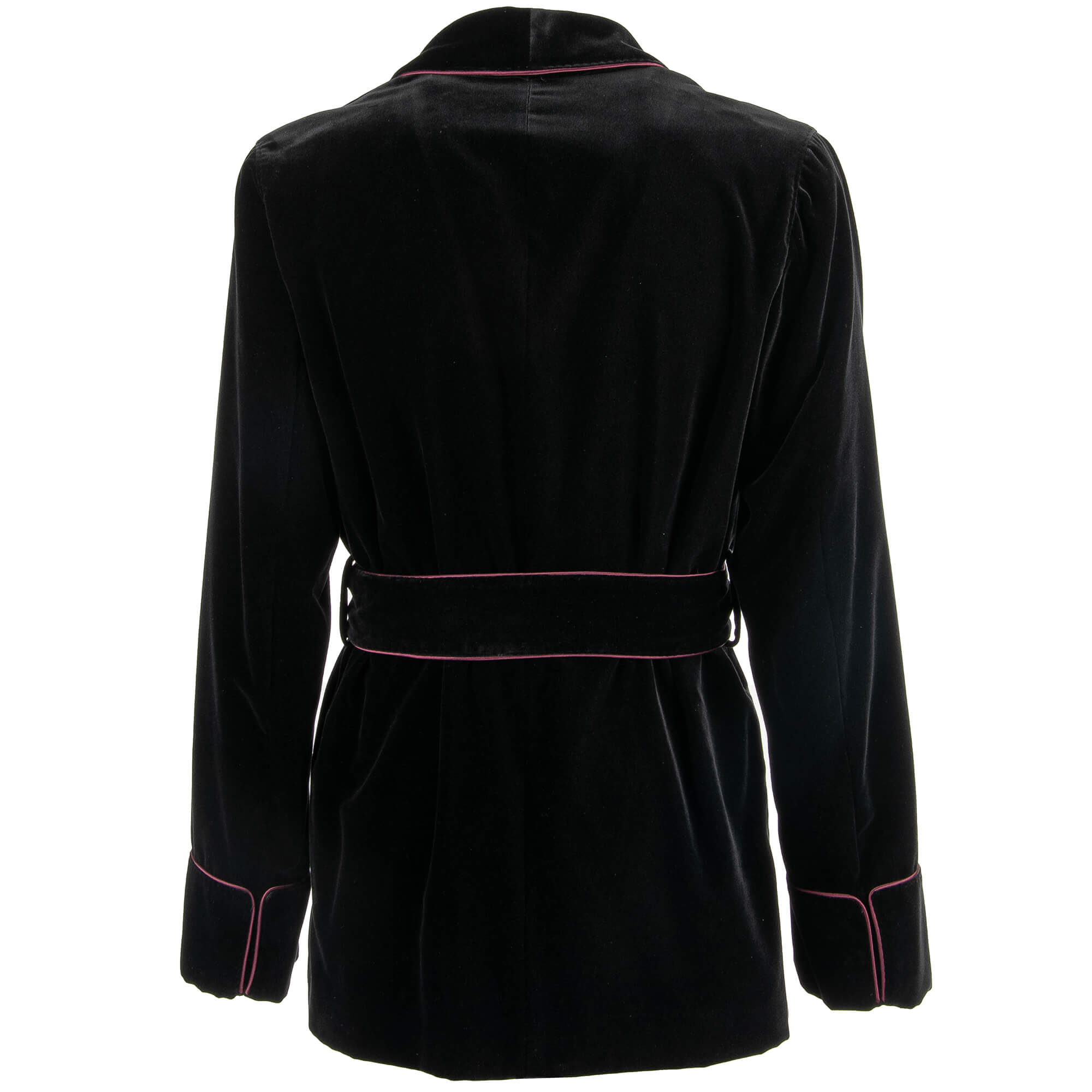 Dolce Gabbana Velvet Robe Blazer with Bee and Crown Embroidery Black Red FASHION ROOMS
