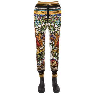 Jogging Track Pants with Napoleon Print White Gold 42 S