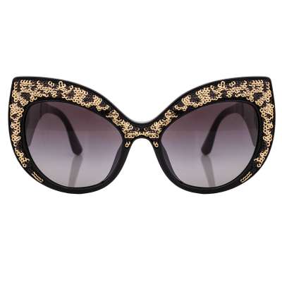 Leopard Pailletten Cat Eye Sonnenbrille DG 4326 Schwarz Gold 