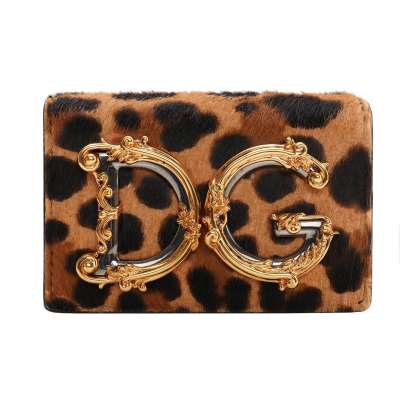 Leopard Leather Fur Micro Belt Bag DG GIRL Logo Gold