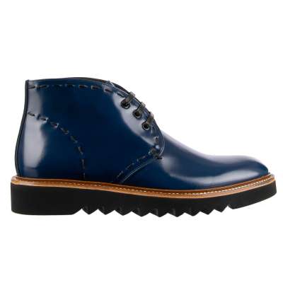 Patent Leather Ankle Boots NAPOLI Blue