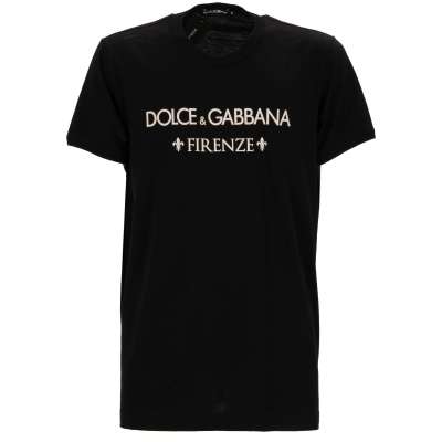 Cotton T-Shirt DG Firenze Fleur-de-Lys Logo Black 56 2XL