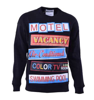 COUTURE Cotton Sweatshirt with Motel Print Black 46 S