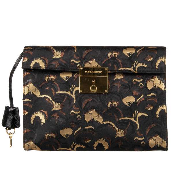 Handtasche / Clutch für Herren aus Lurex und Kaimanleder mit Textur und Schloß von DOLCE & GABBANA