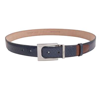 Limited Edition Metall Rollschnalle Schlange Eidechse Gürtel Blau Braun 95 38