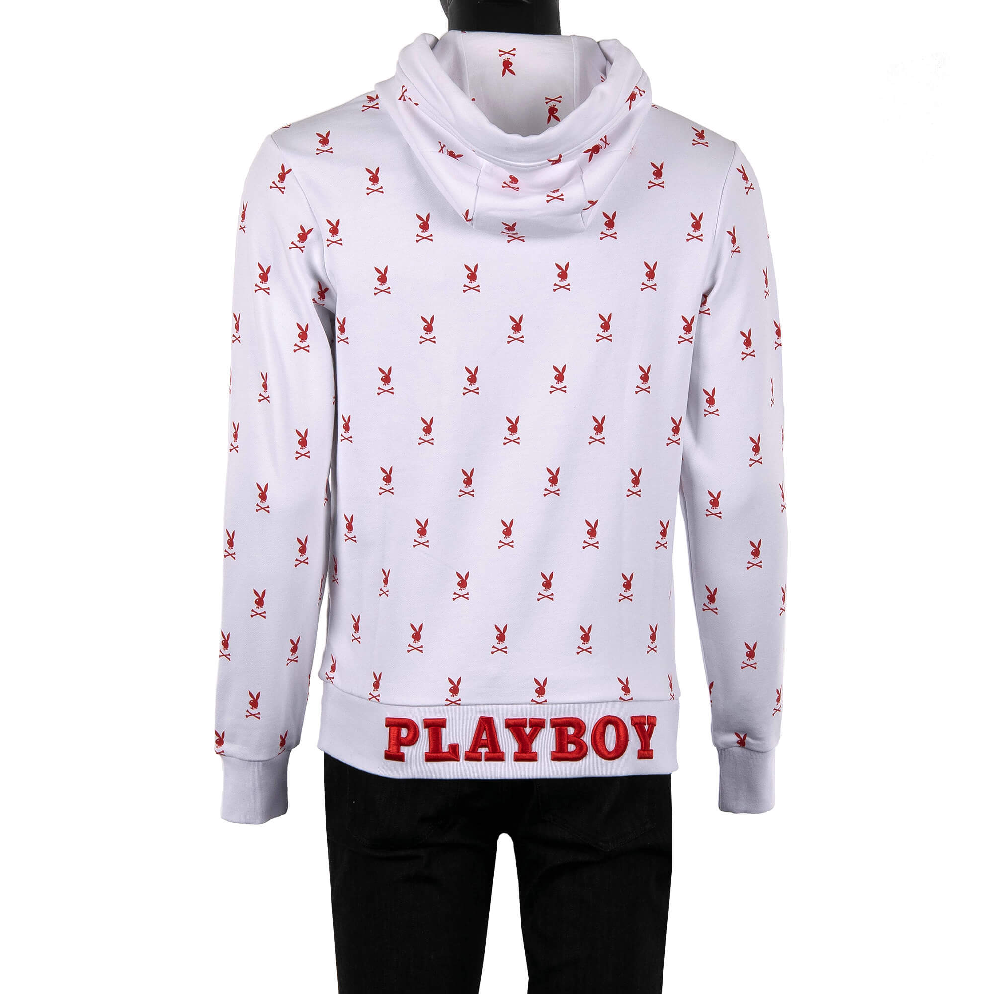 Philipp Plein Logo Bunny Printed Hoodie with Crystals White Red