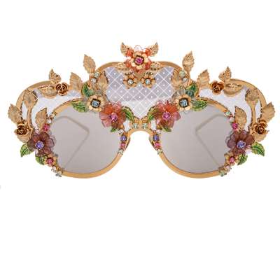 Kristall Barock Rose Blumen Spiegel Sonnenbrille Gold