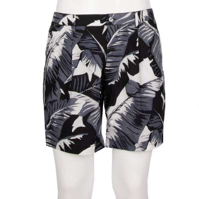 Beachwear Badeshorts mit Blumen Print Weiß Blau