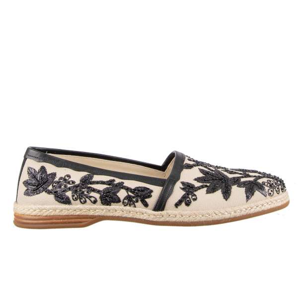 Canvas Espadrilles MONDELLO with embroidery and leather details by DOLCE & GABBANA 