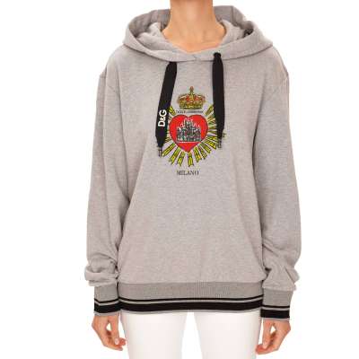 Milano Roma Heart Crown DG Logo Hoody Sweater Gray