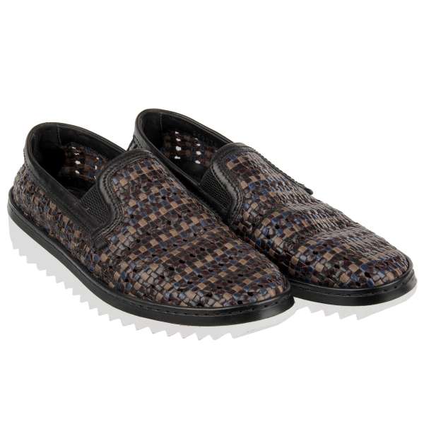 Gewebte Mokassins Loafer Schuhe MONDELLO aus Leder von DOLCE & GABBANA