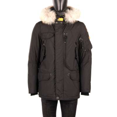 Parka Down Jacket RIGHT HAND LIGHT with Fur Hoody Black