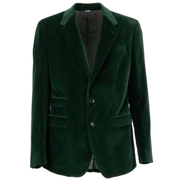  Velvet blazer NAPOLI with notch lapel and pockets in green by DOLCE & GABBANA