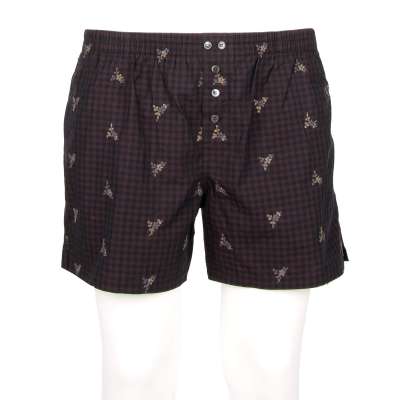 Floral Embroidered Beachwear Swim Shorts Blue Bordeaux