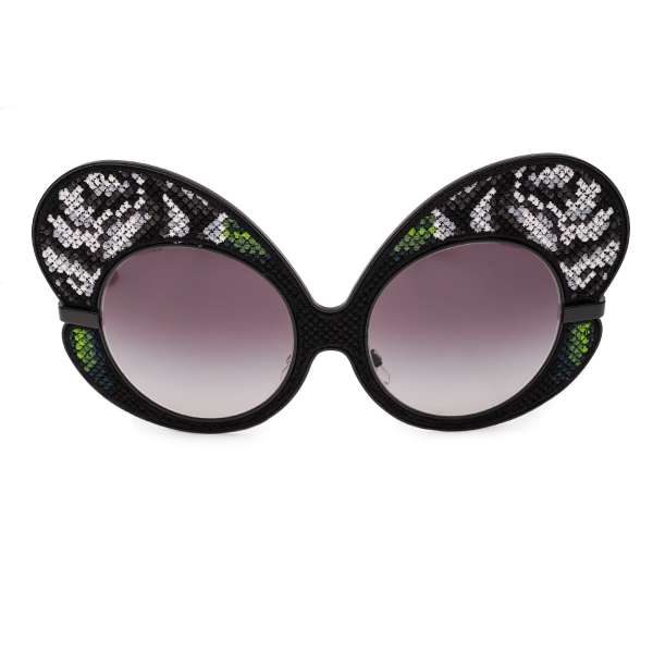 Special Edition Butterfly Sunglasses DG2163 embellished with flower hand embroidery by DOLCE & GABBANA