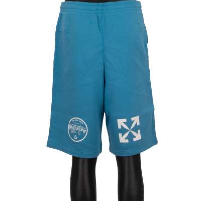 Virgil Abloh Multi Symbols Logo Sweatshorts Blue White XL