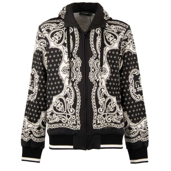 Bandana and Crown printed hooded jacket with zip closure and pockets by DOLCE & GABBANA