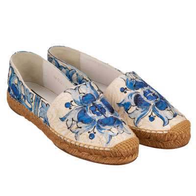 Majolica Jacquard Espadrilles Shoes Blue White 37 US 7