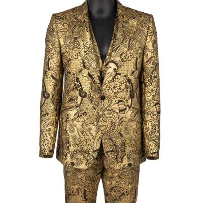 Baroque Flower Jacquard SICILIA Suit Jacket Waistcoat Gold