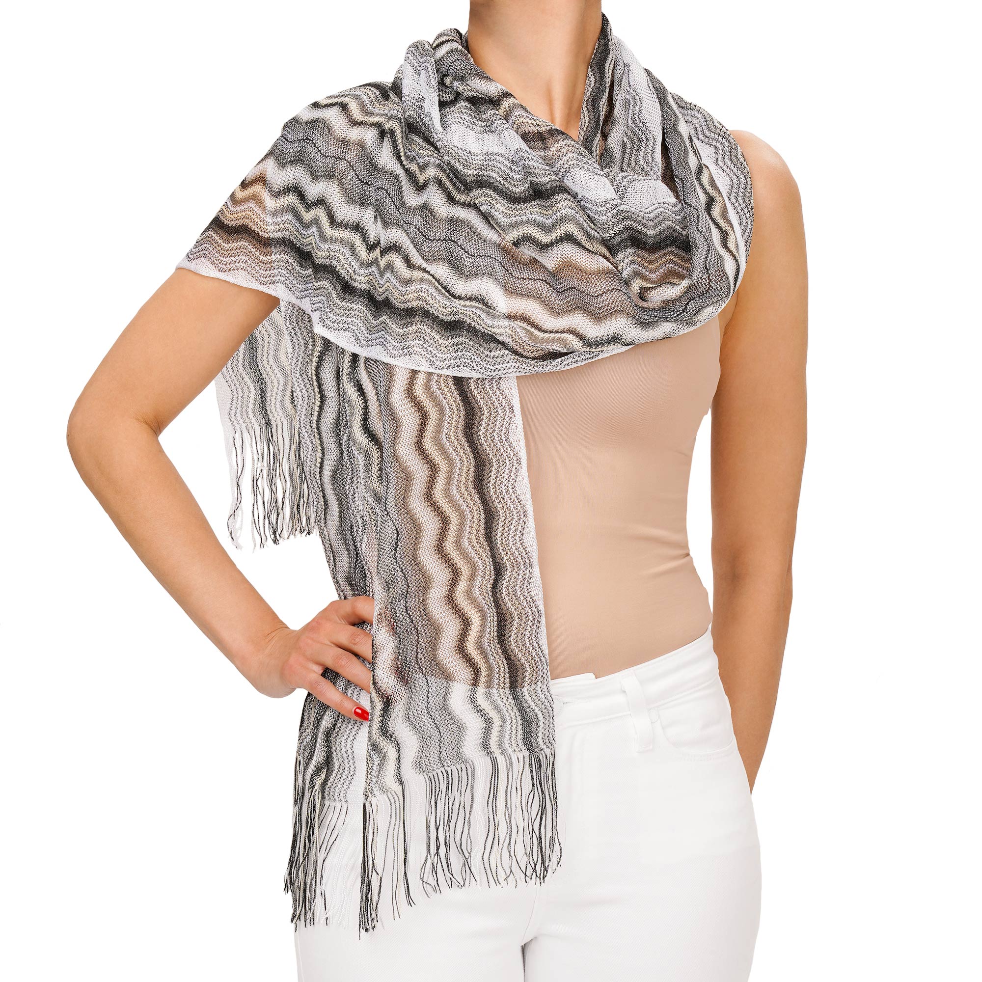 Missoni zigzag-woven open-knit cardigan - Grey
