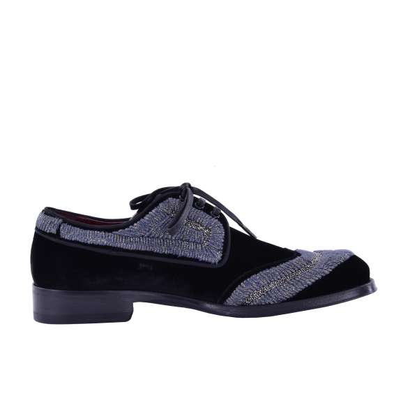 Embroidered velvet derby shoes SASSARI by DOLCE & GABBANA