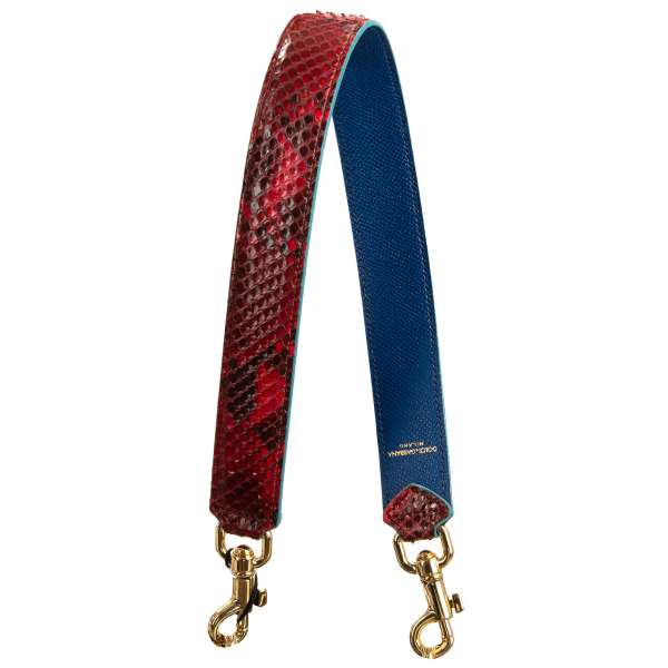 Schulterriemen für Tasche aus Dauphine und Schlangen Leder in Rot, Blau und Gold von DOLCE & GABBANA