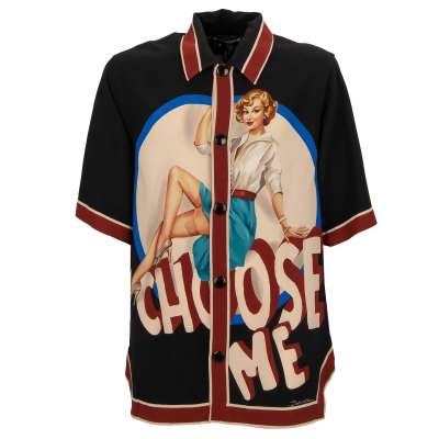 Choose Me Pin Up Model DG Logo Oversize Hemd Schwarz S M 39 40 